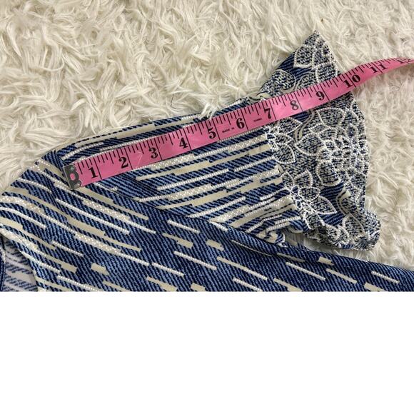 Ellen Weaver Women's Size S Blue & Cream Graphic Floral Shift Dress #0422 - Picture 10 of 12